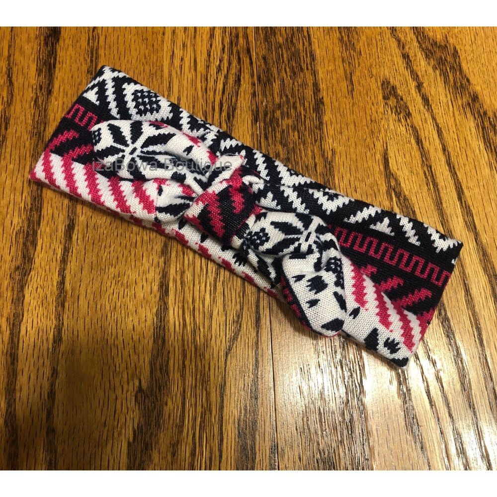 Black, Red & White Knot Headband - Summer Sweater Material  SWKH12  handmade
